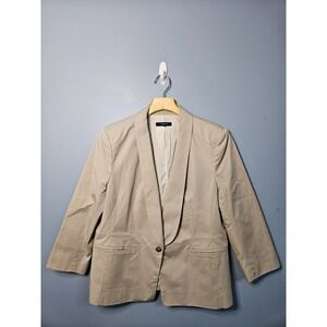 Ann Taylor Beige Notched Lapel Blazer Single Button Career Office Collar party